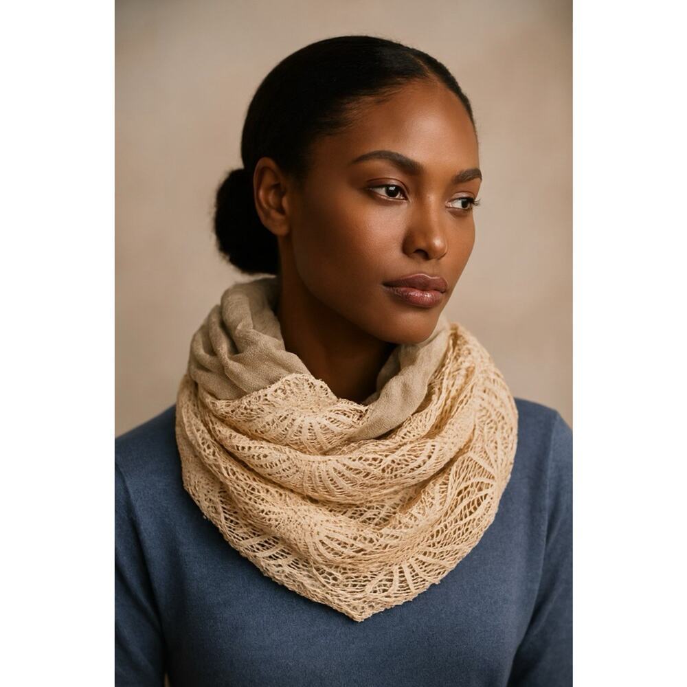 New Y2K Studio S Ivory Lace Tube Scarf Multifunctional Neck Warmer Elegant Boho